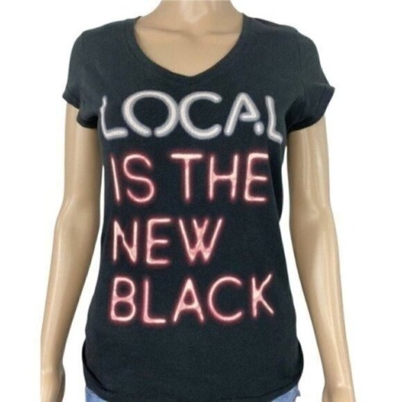 Life Is Good Women’s T-shirt “ Local Is The New Black ” cap sleeve sz small tee - Picture 1 of 8